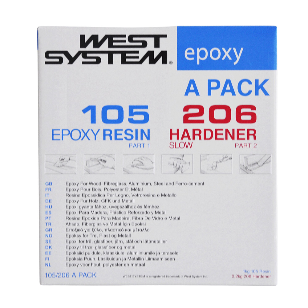 WEST SYSTEM A PACK 105 RESIN - 206 SLOW HARDENER 1.2KG (5:1)